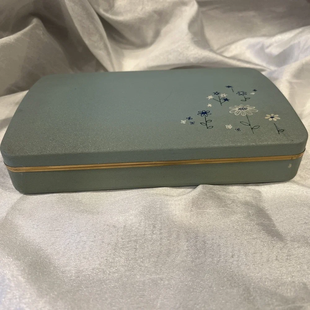 Farrington Vintage Clamshell Jewelry Case 60s‎ Travel USA Classic Blue 8.5